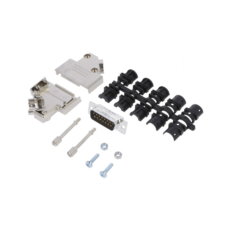 Conector D-Sub 15 PIN Tată Unghi 45° Lipire Cablu Gold Flash | Electronic-mag.ro | Componente Electronice