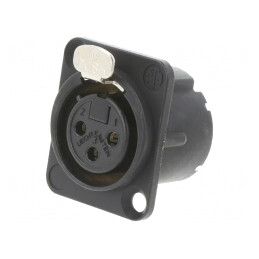 Soclu XLR Mamă 3 Pin cu Buton Negru 16A | Electronic-mag.ro | Componente Electronice