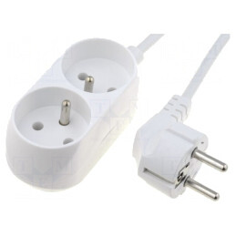 Prelungitor alimentare PVC alb 1,5m 16A 2 Prize | Electronic-mag.ro | Componente Electronice