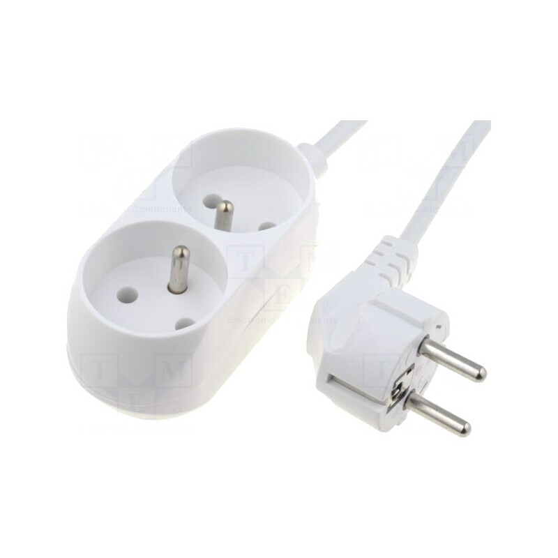 Prelungitor alimentare PVC alb 1,5m 16A 2 Prize | Electronic-mag.ro | Componente Electronice