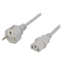 Cablu Alimentare 3m Gri 3x1mm2 16A Mufă la IEC C13 | Electronic-mag.ro | Componente Electronice