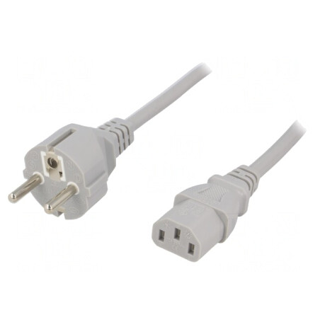 Cablu Alimentare 3m Gri 3x1mm2 16A Mufă la IEC C13 | Electronic-mag.ro | Componente Electronice
