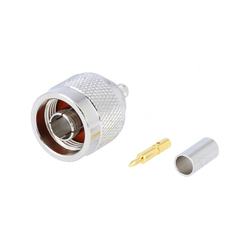 Mufă N tată drept 50Ω crimpat aurit PTFE | Electronic-mag.ro | Componente Electronice