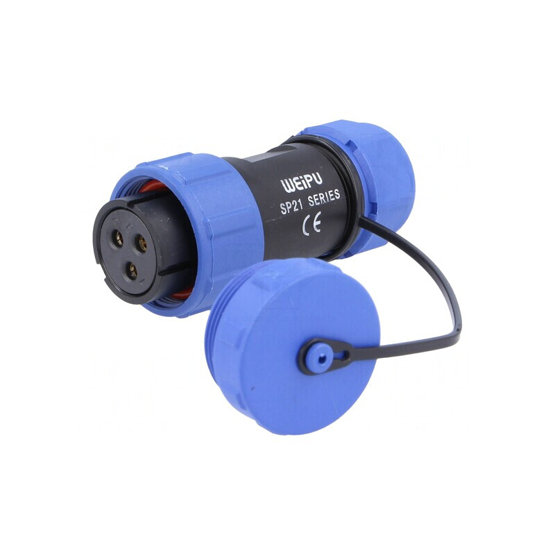 Mufă SP21 mamă 3 pini cu capac IP68 30A 7-12mm | Electronic-mag.ro | Componente Electronice