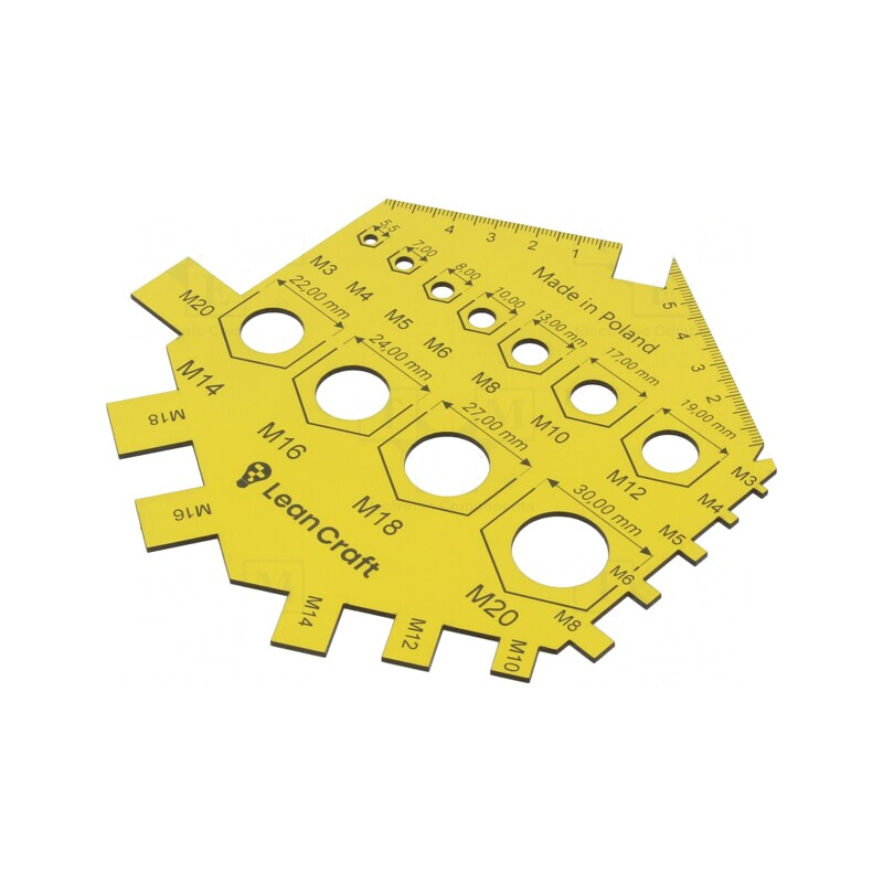 Size Gauge for Nuts and Screws, Yellow, M3-M20 | Electronic-mag.ro | Componente Electronice