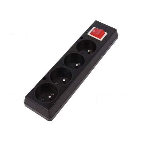 Conector Alimentare AC Mamă Splitter 2P PE 250V 16A Negru | Electronic-mag.ro | Componente Electronice