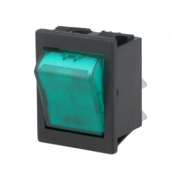 Rocker Switch DPST 16A 250V Verde cu Lumină Neon | Electronic-mag.ro | Componente Electronice