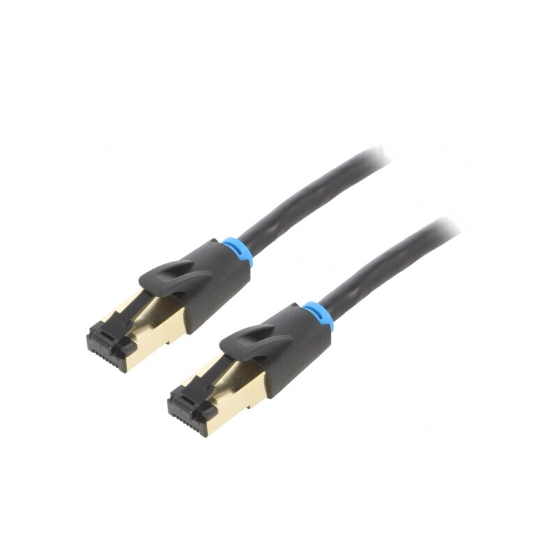 Patch cord S/FTP Cat 8 OFC PVC negru 2m aurit | Electronic-mag.ro | Componente Electronice