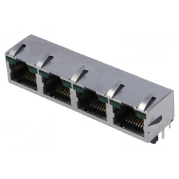 Soclu RJ45 Cat 5 Ecranat cu LED THT | Electronic-mag.ro | Componente Electronice