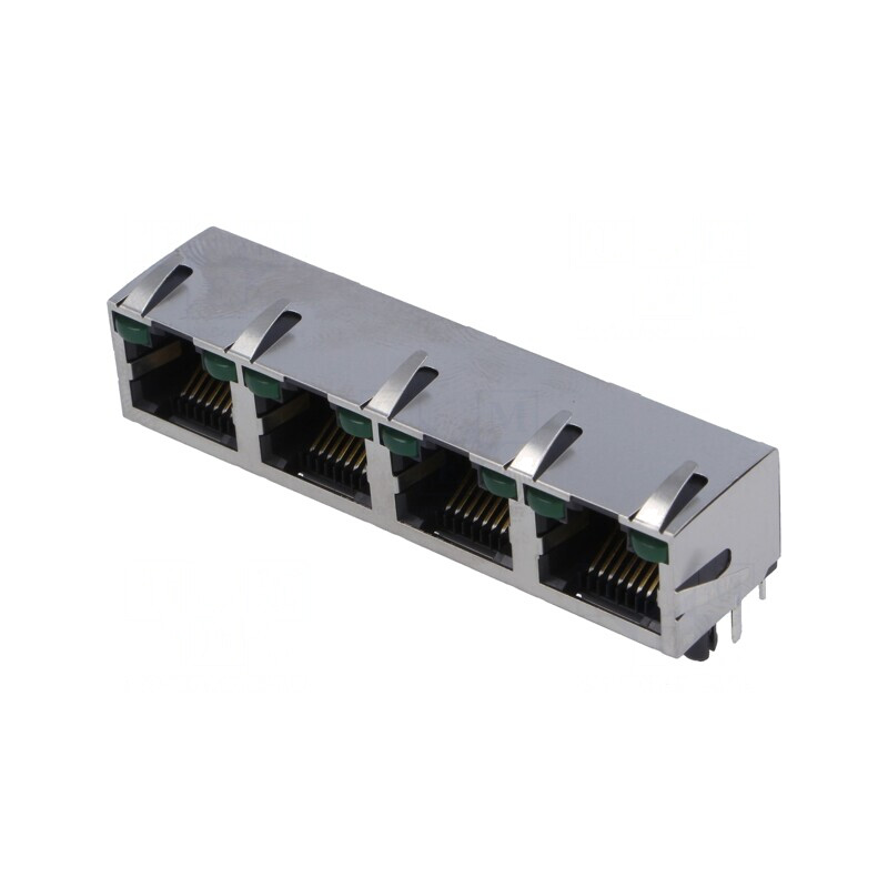Soclu RJ45 Cat 5 Ecranat cu LED THT | Electronic-mag.ro | Componente Electronice