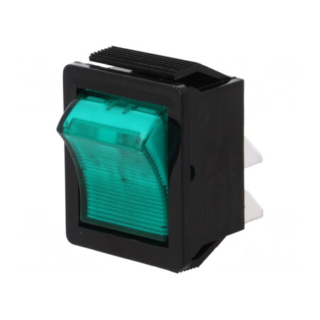 Întrerupător Rocker Verde ON-OFF 16A 250V cu Lumină Neon | Electronic-mag.ro | Componente Electronice