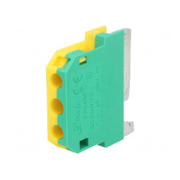 Conector de îmbinare șine 0,75-4mm2 2 borne galben-verde | Electronic-mag.ro | Componente Electronice