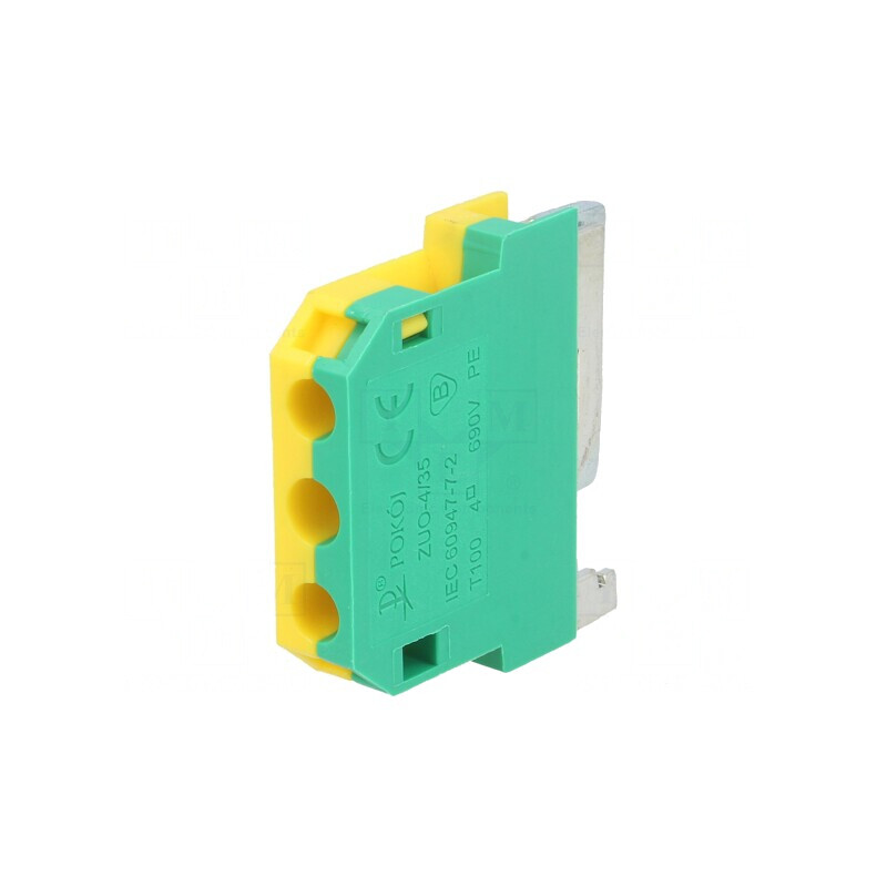 Conector de îmbinare șine 0,75-4mm2 2 borne galben-verde | Electronic-mag.ro | Componente Electronice