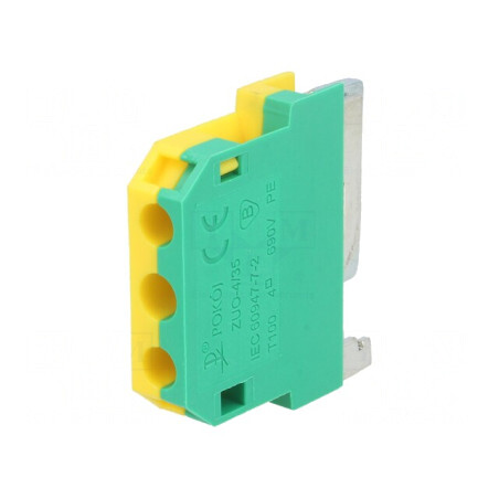 Conector de îmbinare șine 0,75-4mm2 2 borne galben-verde | Electronic-mag.ro | Componente Electronice