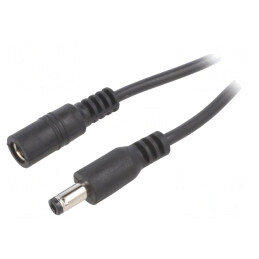 Cablu DC 5,5/2,5 mm mufă-soclu negru 2x0,5 mm²