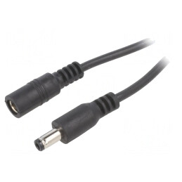 Cablu DC 5,5/2,5 mm mufă-soclu negru 2x0,5 mm² | Electronic-mag.ro | Componente Electronice