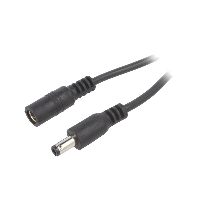 Cablu DC 5,5/2,5 mm mufă-soclu negru 2x0,5 mm² | Electronic-mag.ro | Componente Electronice
