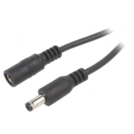Cablu DC 5,5/2,5 mm mufă-soclu negru 2x0,5 mm² | Electronic-mag.ro | Componente Electronice