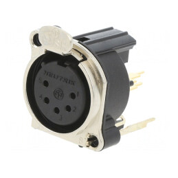 Soclu XLR Mamă 5 Pin Drept cu Buton Argintiu 3A | Electronic-mag.ro | Componente Electronice
