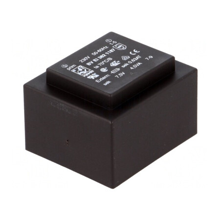 Transformator încapsulat 4,5VA 230V 7,5V 600mA PCB | Electronic-mag.ro | Componente Electronice