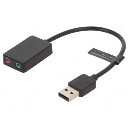 Card extensie PC audio negru cu 2 Jack 3.5mm și USB A