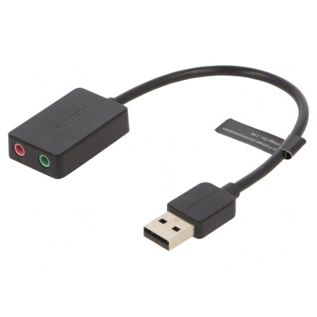 Card extensie PC audio negru cu 2 Jack 3.5mm și USB A | Electronic-mag.ro | Componente Electronice
