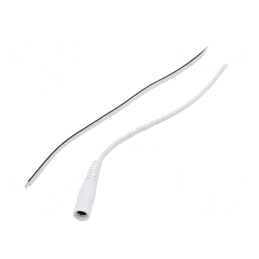 Cablu DC Alb 5m 2x0,5mm2 5,5/2,5 Soclu Drept | Electronic-mag.ro | Componente Electronice