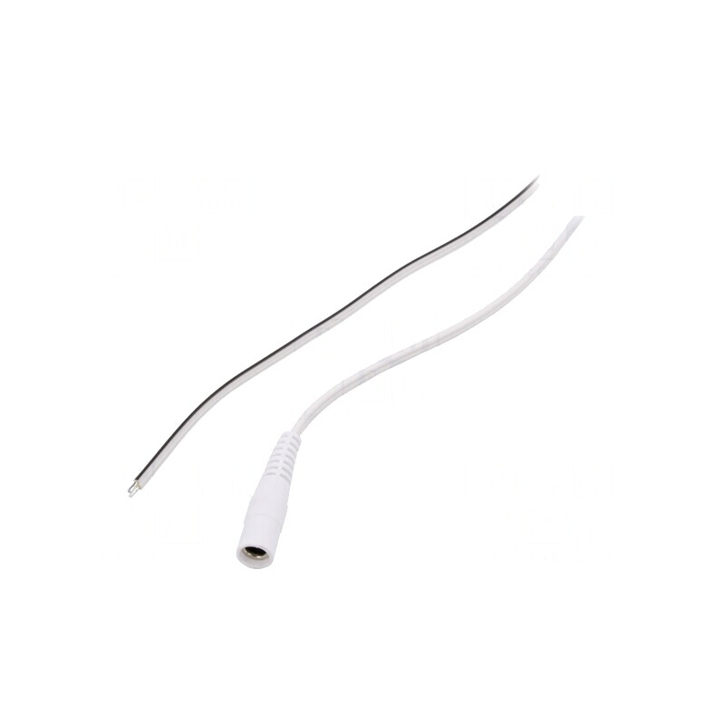 Cablu DC Alb 5m 2x0,5mm2 5,5/2,5 Soclu Drept | Electronic-mag.ro | Componente Electronice
