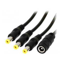 Cablu Alimentare 2x0,5mm2 cu 3 Mufe și Soclu Drept DC 5,5/2,1 | Electronic-mag.ro | Componente Electronice