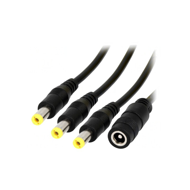 Cablu Alimentare 2x0,5mm2 cu 3 Mufe și Soclu Drept DC 5,5/2,1 | Electronic-mag.ro | Componente Electronice