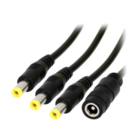 Cablu Alimentare 2x0,5mm2 cu 3 Mufe și Soclu Drept DC 5,5/2,1 | Electronic-mag.ro | Componente Electronice