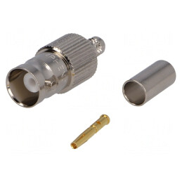 Mufă BNC Mamă 50Ω Crimp PTFE Aurit | Electronic-mag.ro | Componente Electronice