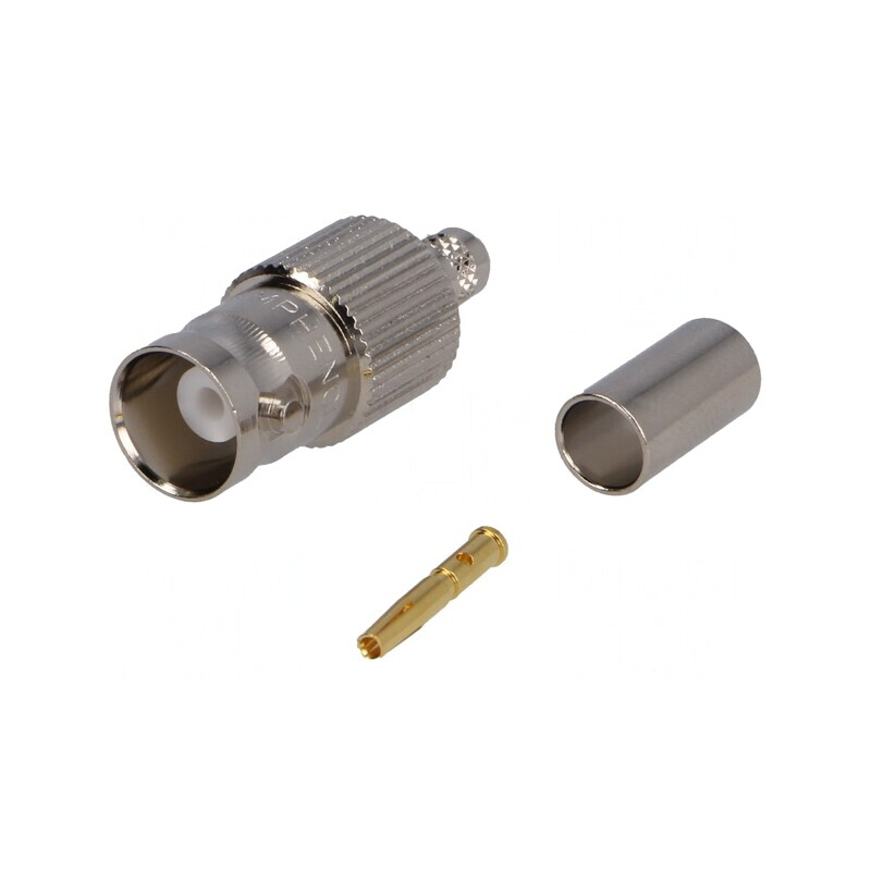 Mufă BNC Mamă 50Ω Crimp PTFE Aurit | Electronic-mag.ro | Componente Electronice