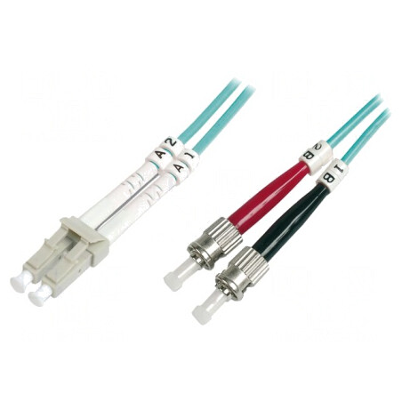 Patch cord fibră OM3 LC/UPC-ST/UPC 1m LSZH turcoaz | Electronic-mag.ro | Componente Electronice