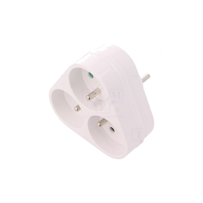 Conector alimentare AC splitter alb 250VAC 16A | Electronic-mag.ro | Componente Electronice