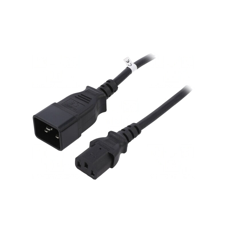 Cablu Alimentare IEC C13 Mamă la C20 Tată 1.2m Negru 10A 250V | Electronic-mag.ro | Componente Electronice