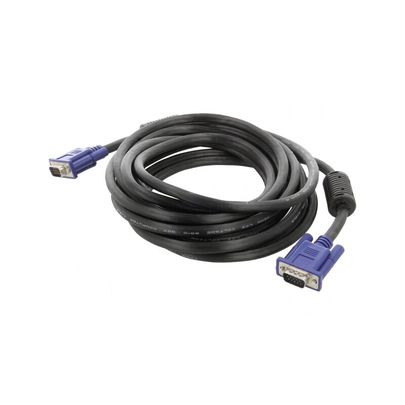 Cablu D-Sub 15 pini HD Negru 5m | Electronic-mag.ro | Componente Electronice