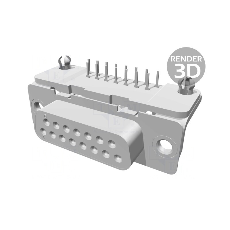 Conector D-Sub 15-Pin Soclu Mamă 90° THT 6A PCB | Electronic-mag.ro | Componente Electronice