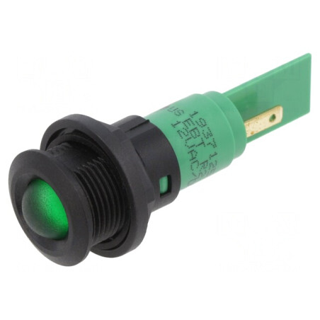 Lampă de control LED verde 12V Ø16mm | Electronic-mag.ro | Componente Electronice