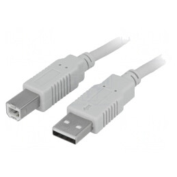 Cablu USB 2.0 A-B 5m Gri Deschis