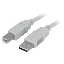 Cablu USB 2.0 A-B 5m Gri Deschis | Electronic-mag.ro | Componente Electronice