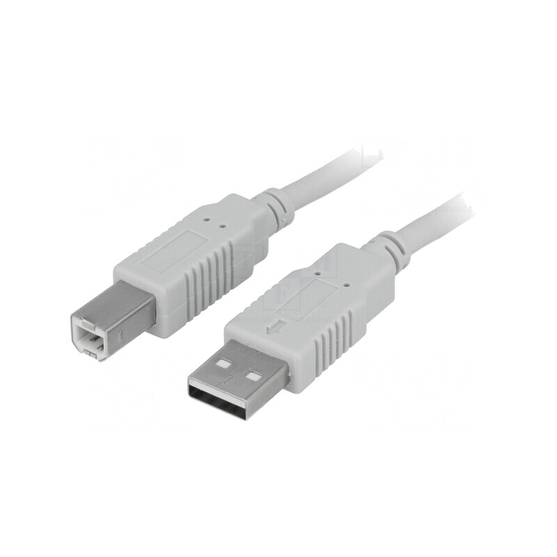 Cablu USB 2.0 A-B 5m Gri Deschis | Electronic-mag.ro | Componente Electronice