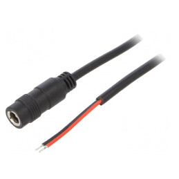 Cablu Alimentare DC 5,5/2,1 cu Mufă Drept Negru 4m | Electronic-mag.ro | Componente Electronice