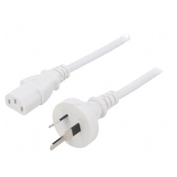 Cablu de Alimentare 3m Alb 3x1mm2 Mufă AS/NZS 3112 la IEC C13 | Electronic-mag.ro | Componente Electronice