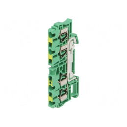 Terminal Îmbinare Șine 2.5mm2 1 Pistă 4 Borne Galben-Verde | Electronic-mag.ro | Componente Electronice