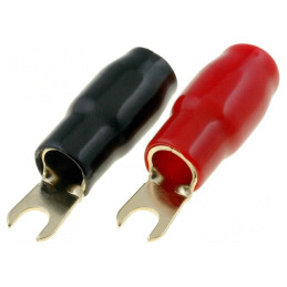 Terminal Furcă Izolat Aurit M4 16mm2 Negru Roșu | Electronic-mag.ro | Componente Electronice