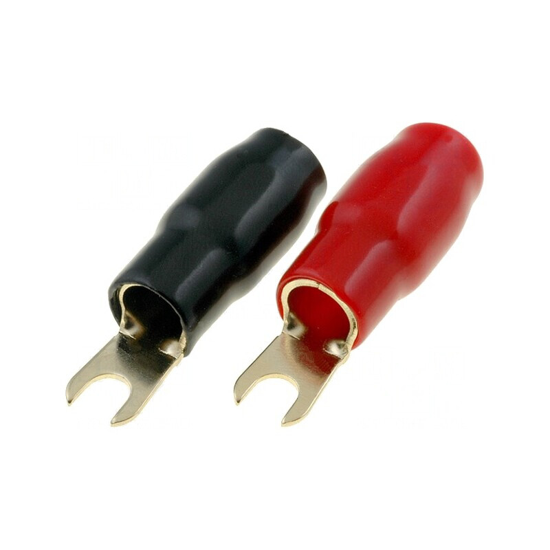 Terminal Furcă Izolat Aurit M4 16mm2 Negru Roșu | Electronic-mag.ro | Componente Electronice