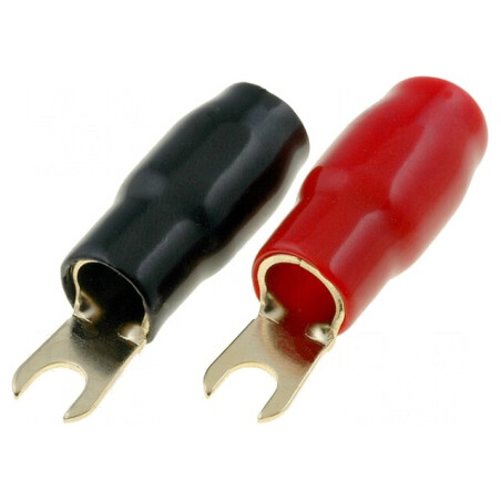 Terminal Furcă Izolat Aurit M4 16mm2 Negru Roșu | Electronic-mag.ro | Componente Electronice