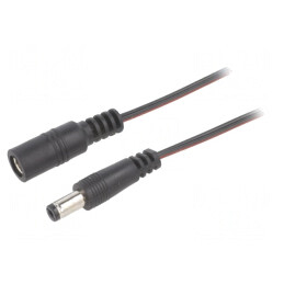Cablu Alimentare DC 5,5/2,1 mm Negru | Electronic-mag.ro | Componente Electronice