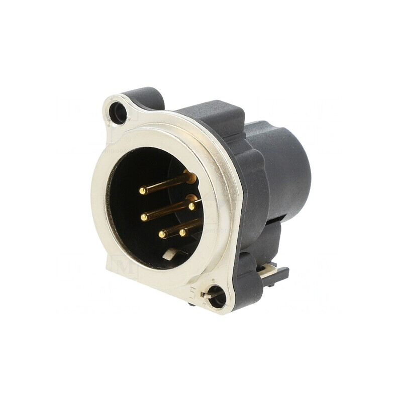 Soclu XLR tată 5 pini unghi 90° argintiu 3A | Electronic-mag.ro | Componente Electronice